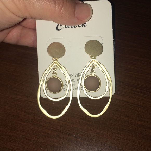 dangle fashion earrings mauve gold - Picture 5 of 5